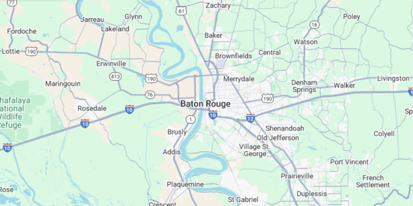 Map showing Gibbens Constructors location in Baton Rouge